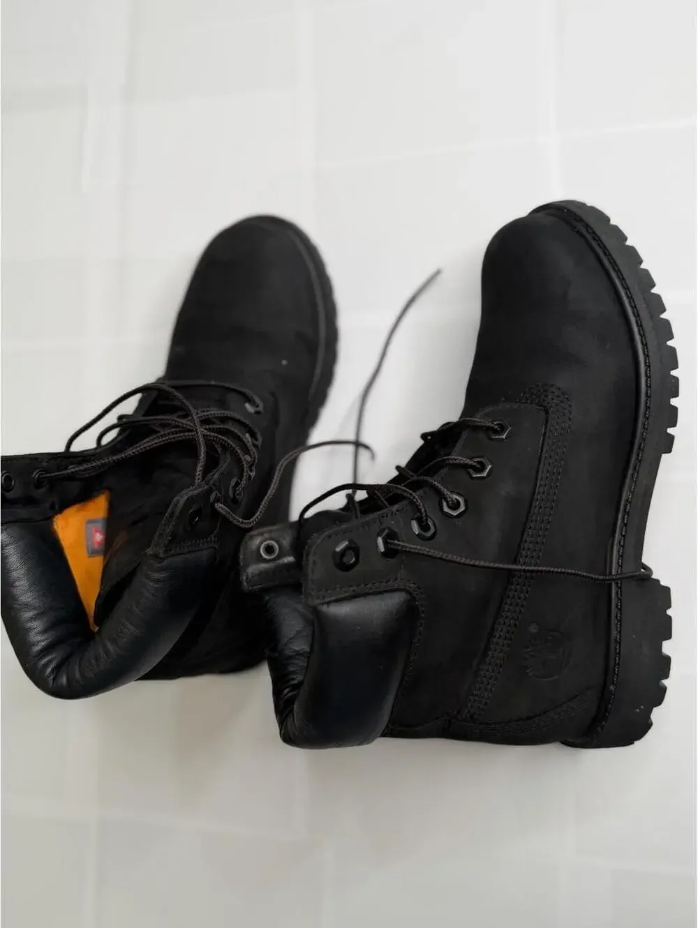 Size 6.5 Timberland Premium 6 Inches Waterproof Boots Black Leather Men’s